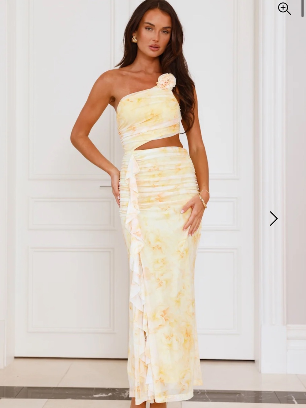 Hello Molly yellow floral one shoulder maxi